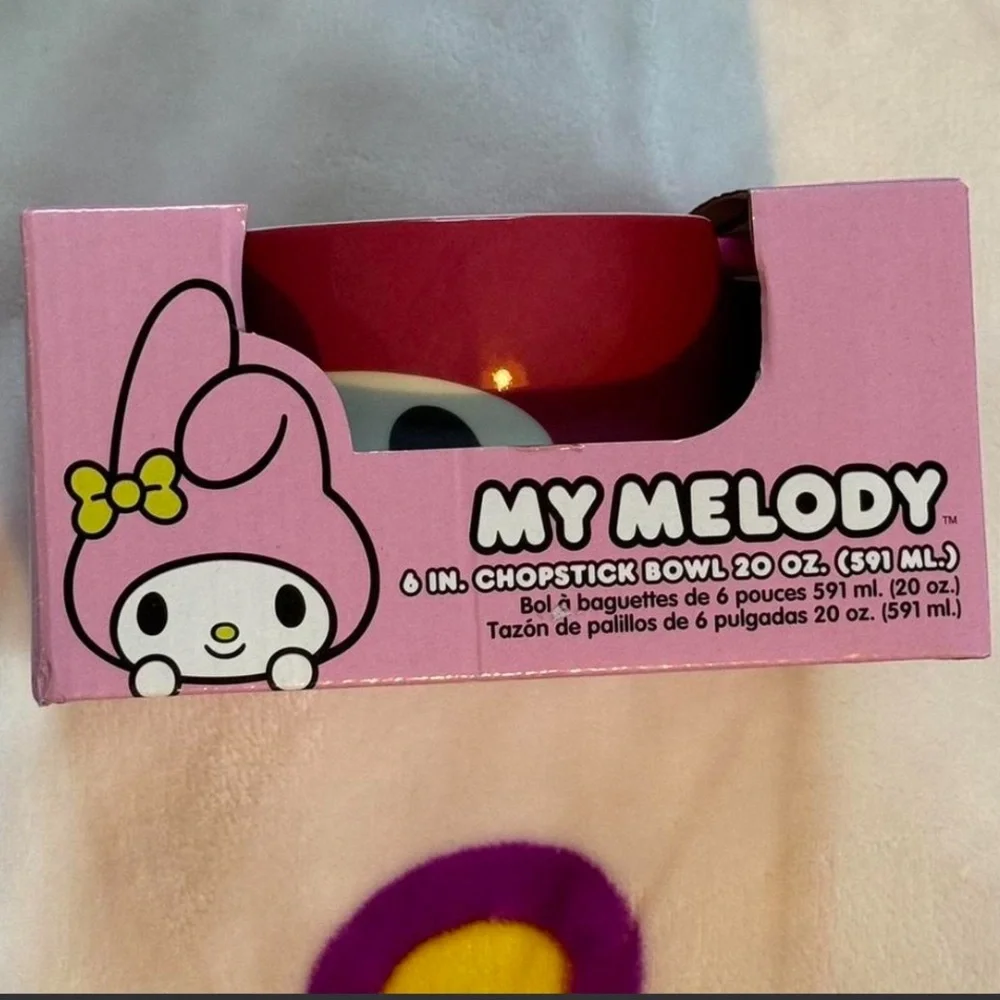 brand new my melody ramen bowl w chopsticks